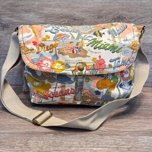 Fossil‎ Traveler East West Coast Beach Messenger Crossbody Canvas Bag Retro